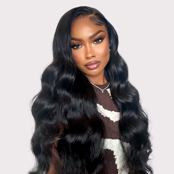 Layer Cut Wig With Invisible Lace and Side Part Dark Brown Loose