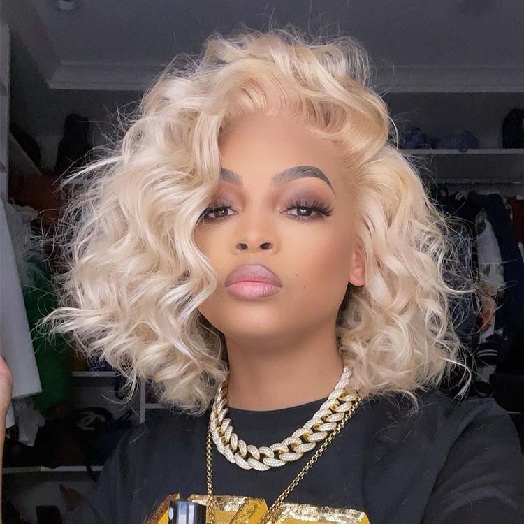 Short wavy blonde wig hot sale