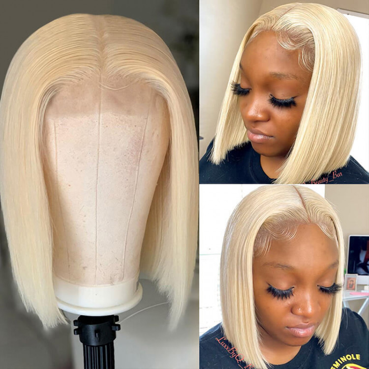 613 Straight 4 4 Bob Wigs Middle Part Short Blonde Bob Wigs West Kiss Hair