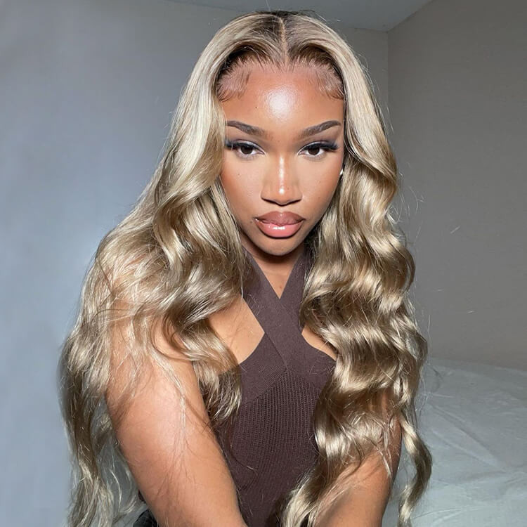 Ash Blonde Human Hair Wigs Body Wave Lace Front Wig West Kiss Hair